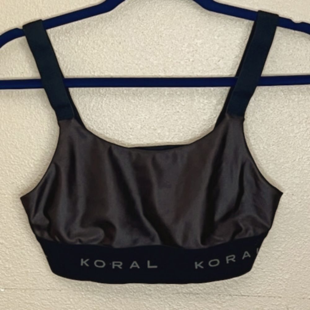 Koral Bronze Brown Copper Metallic Sweeper Versatility Sports Bra Medium 34B